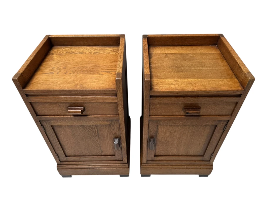 Two Art Deco Modernist Nightstands or Bedside Tables, 1920s